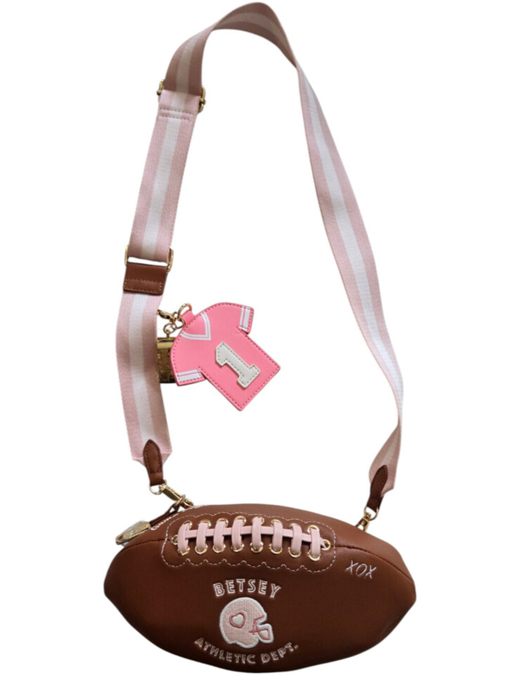 Betsey Johnson Football Shaped Purse T-Shirt Keychain & Whistle MSRP: $98 NWT